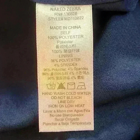 NWOT Navy Blue Naked Zebra S Slip Dress Spaghetti Strap Ties Front Button Detail - Picture 6 of 6